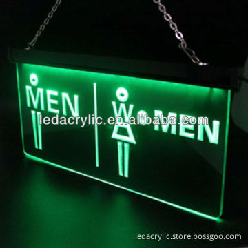 "men women" Toilet Sign hanging signs Edge Lit LED sign